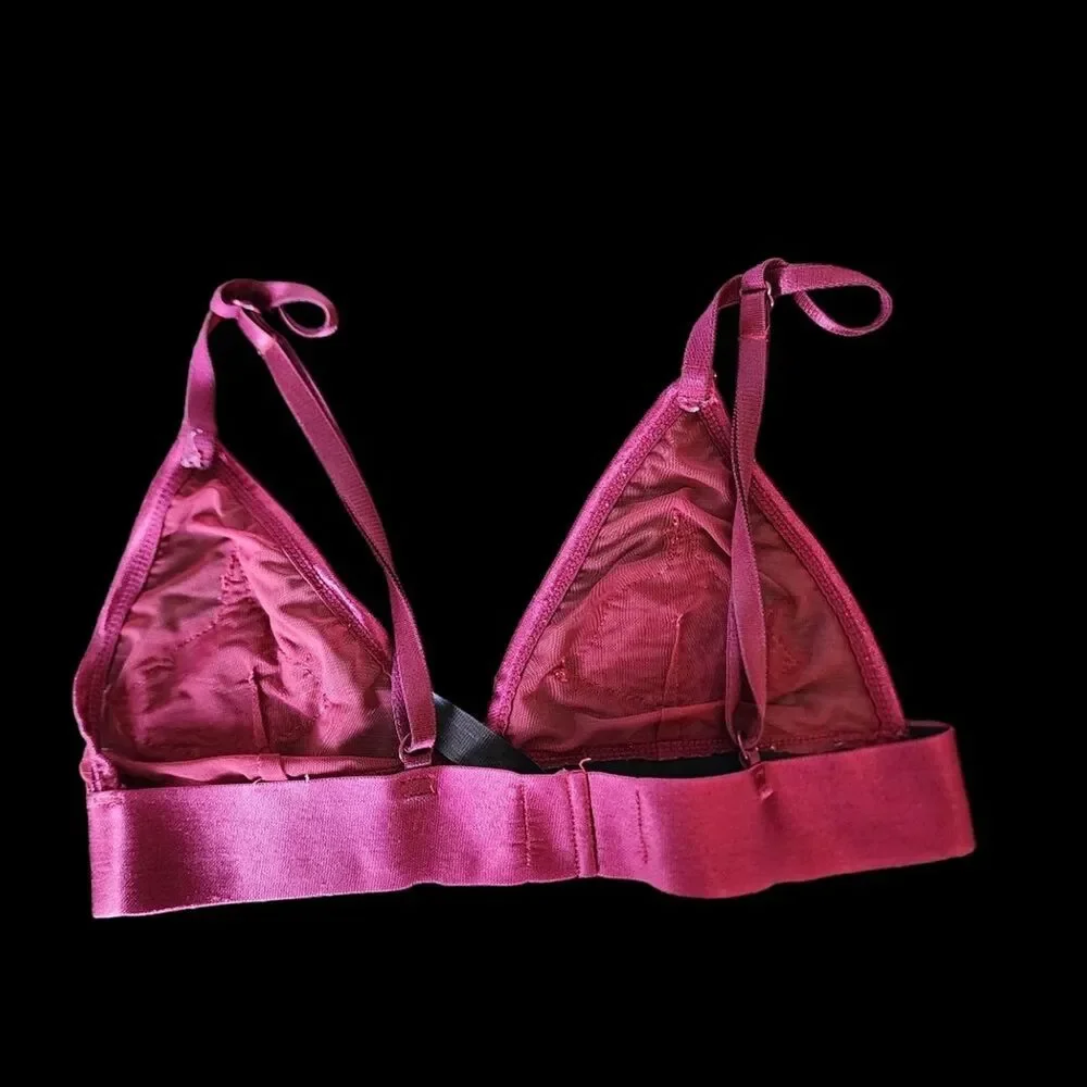 Urban Outfitters Out From Under Rose Appliqué Mesh Bralette Womens SZ‎ Small
